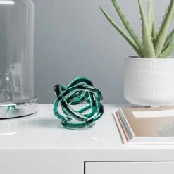 Orbit Glass Knot 3" Diameter Decor Ball - Teal 10 Orbit Glass Knot 3" Diameter Decor Ball - Teal -Chic Furniture Shop 21527 z 5 lg