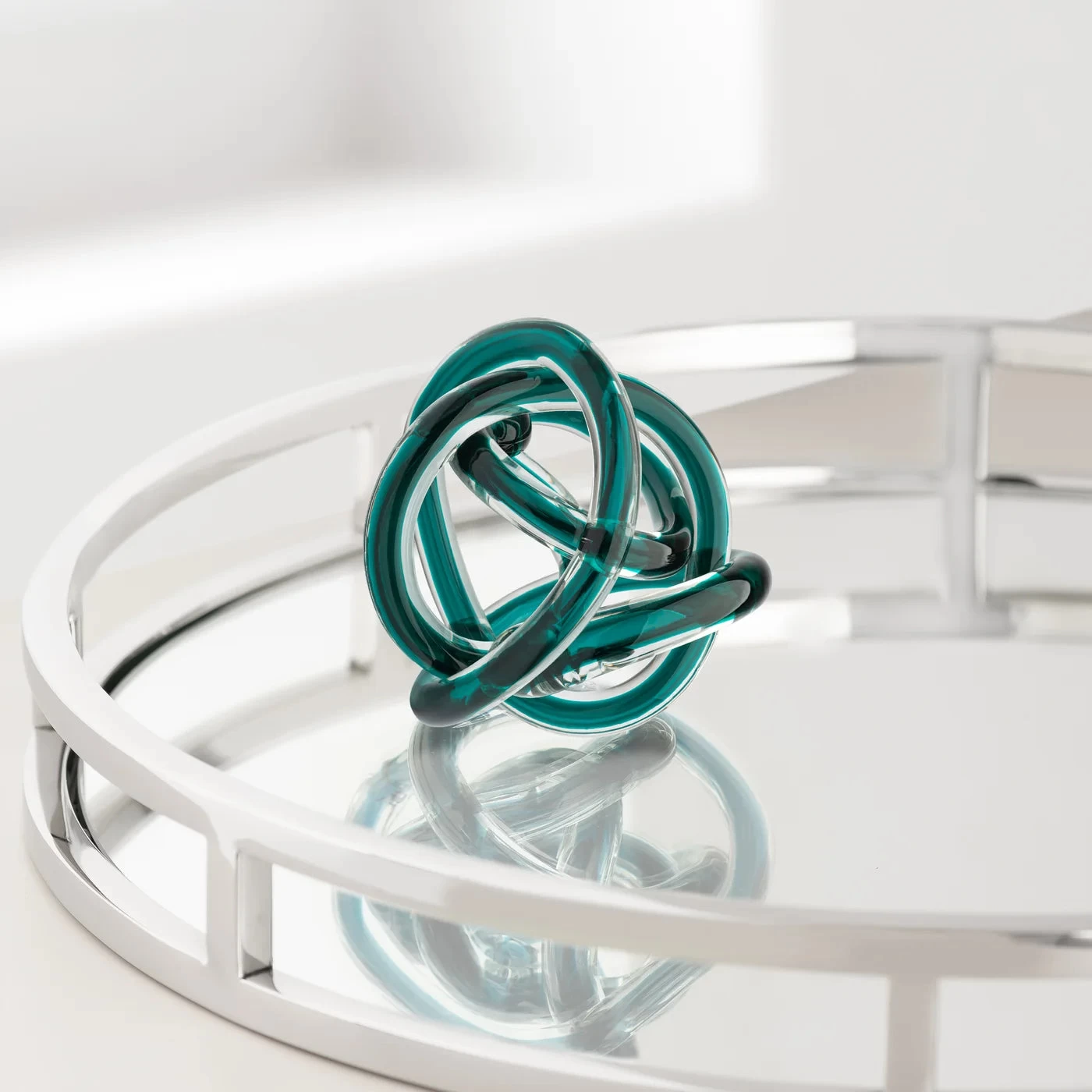 Orbit Glass Knot 3" Diameter Decor Ball - Teal 3 Orbit Glass Knot 3" Diameter Decor Ball - Teal