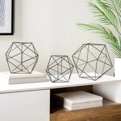 Polygon Iron Frame 11.5" Diameter Decor Ball -Chic Furniture Shop 22034 z 4 lg