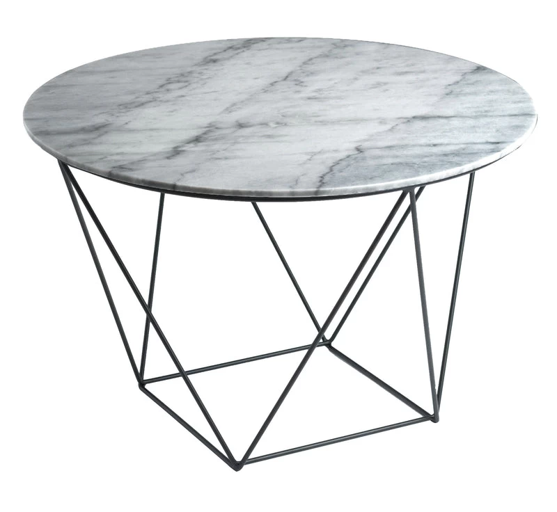 Valencia Round Side Table - White & Grey Blend/Matte Black 3 Valencia Round Side Table - White & Grey Blend/Matte Black