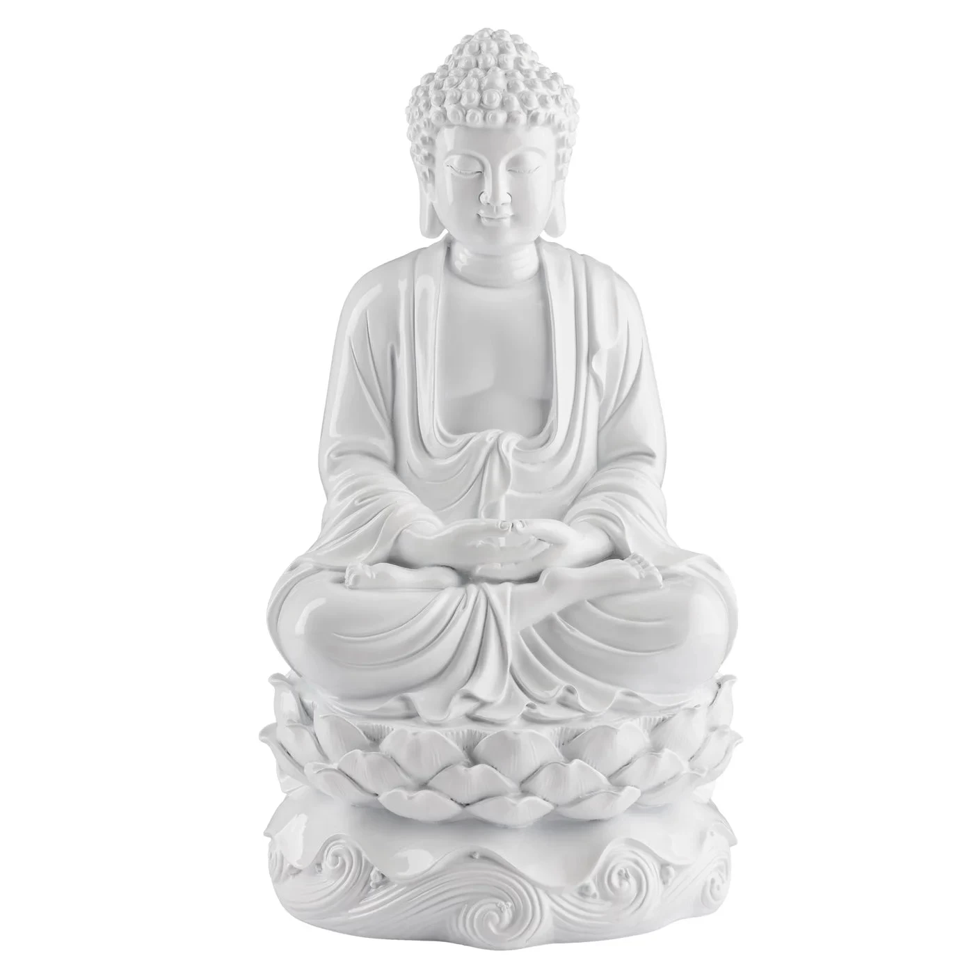 Peaceful Buddha Resin Decor 16h" Statue - White 4 Peaceful Buddha Resin Decor 16h" Statue - White - Image 2