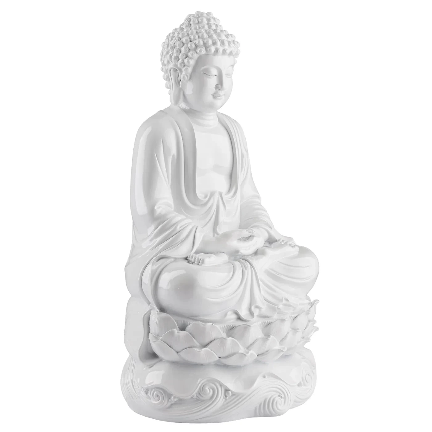 Peaceful Buddha Resin Decor 16h" Statue - White 8 Peaceful Buddha Resin Decor 16h" Statue - White - Image 6