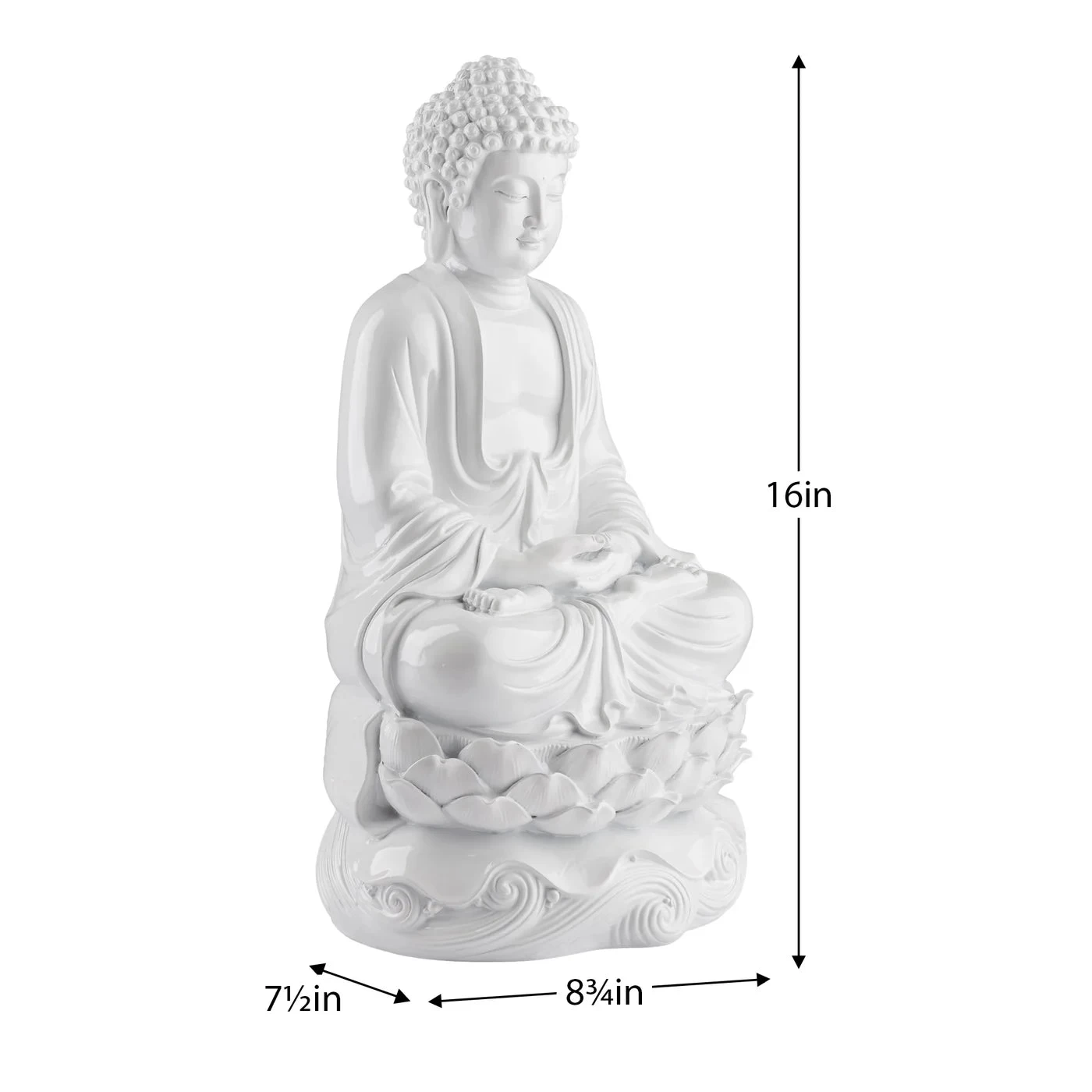 Peaceful Buddha Resin Decor 16h" Statue - White 5 Peaceful Buddha Resin Decor 16h" Statue - White - Image 3