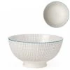 Kiri Porcelain 6" Medium Bowl - Grey W/ Blue Trim