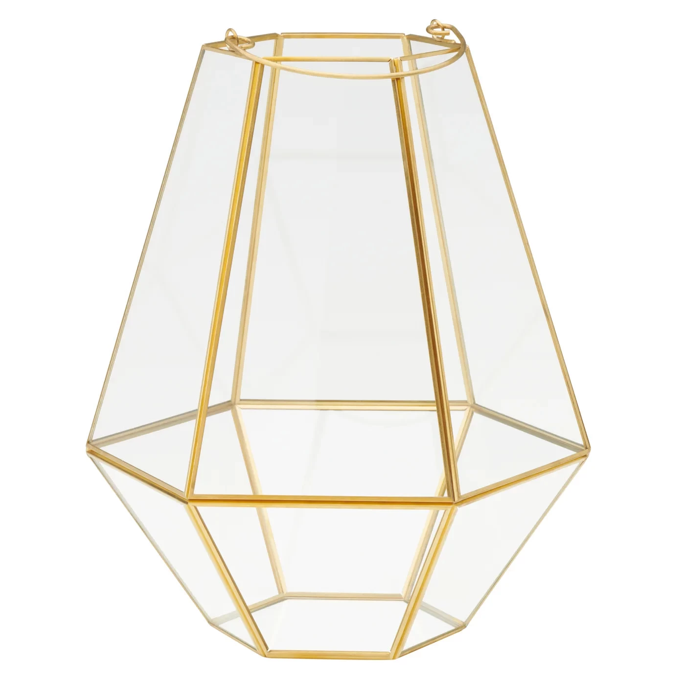 Oro Hexagon 9.5d" Glass Hurricane Terrarium With Handle 4 Oro Hexagon 9.5d" Glass Hurricane Terrarium With Handle - Image 2