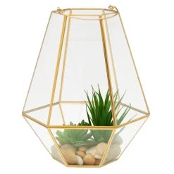 Oro Hexagon 9.5d" Glass Hurricane Terrarium With Handle 11 Oro Hexagon 9.5d" Glass Hurricane Terrarium With Handle -Chic Furniture Shop 23521 z 2 lg