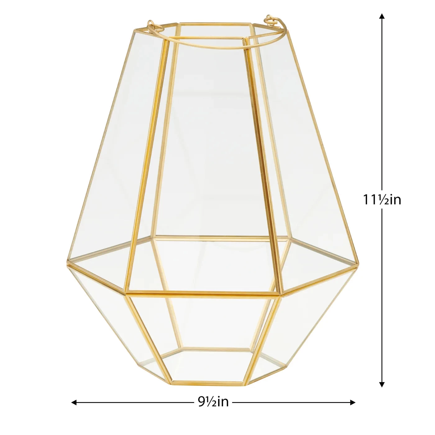 Oro Hexagon 9.5d" Glass Hurricane Terrarium With Handle 5 Oro Hexagon 9.5d" Glass Hurricane Terrarium With Handle - Image 3