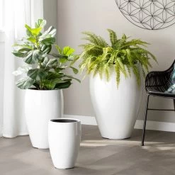 Chic Furniture Shop 9 Aria Polystone 3 Piece Tapered Planter Set With Liners