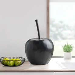 Grand Apple Oversized Resin Decor Sculpture - Black