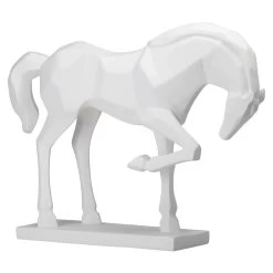 Carved Majestic Prancing Horse Decor Statue - White -Chic Furniture Shop 24146 z 2 lg
