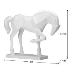 Carved Majestic Prancing Horse Decor Statue - White -Chic Furniture Shop 24146 z 4 lg
