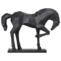 Carved Majestic Prancing Horse Decor Statue - Black -Chic Furniture Shop 24147 z 1 lg