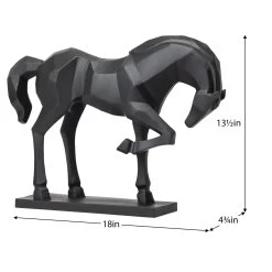 Carved Majestic Prancing Horse Decor Statue - Black -Chic Furniture Shop 24147 z 4 lg