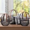 Mission Wire Faux Leather Handle 3 Piece Basket Set -Chic Furniture Shop 24441 z lg