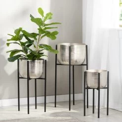 Basin Aluminum 3 Piece Standing Planter Set