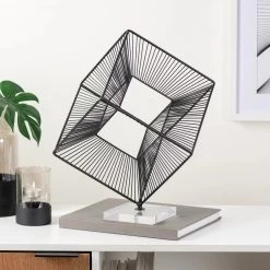 3D Radiant Cube 16h" Decor Sculpture - Black