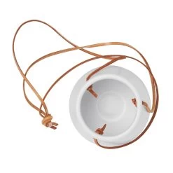 Ashbury Leather Hanging 5" Diameter White Ceramic Drop Pot Planter -Chic Furniture Shop 24957 z 3 lg