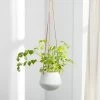 Ashbury Leather Hanging 5" Diameter White Ceramic Drop Pot Planter -Chic Furniture Shop 24957 z lg
