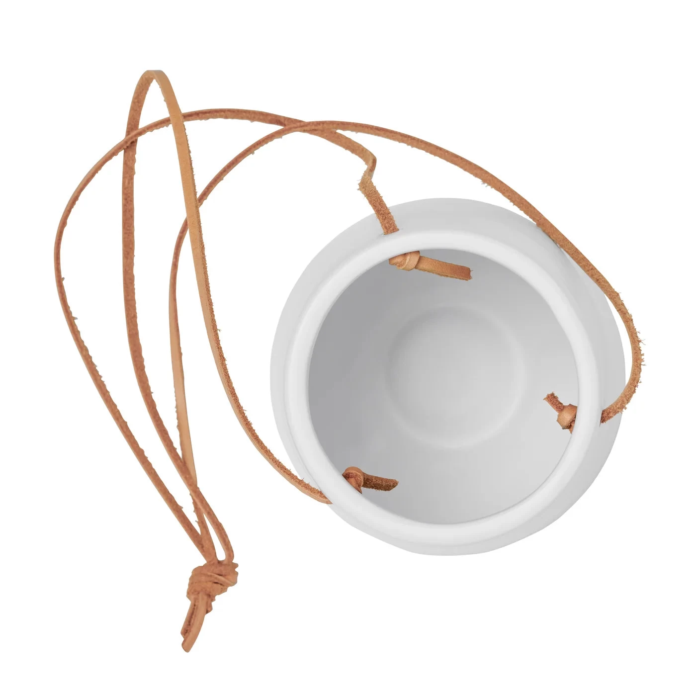 Ashbury Leather Hanging 5.75" Diameter White Ceramic Drop Pot Planter 5 Ashbury Leather Hanging 5.75" Diameter White Ceramic Drop Pot Planter - Image 3