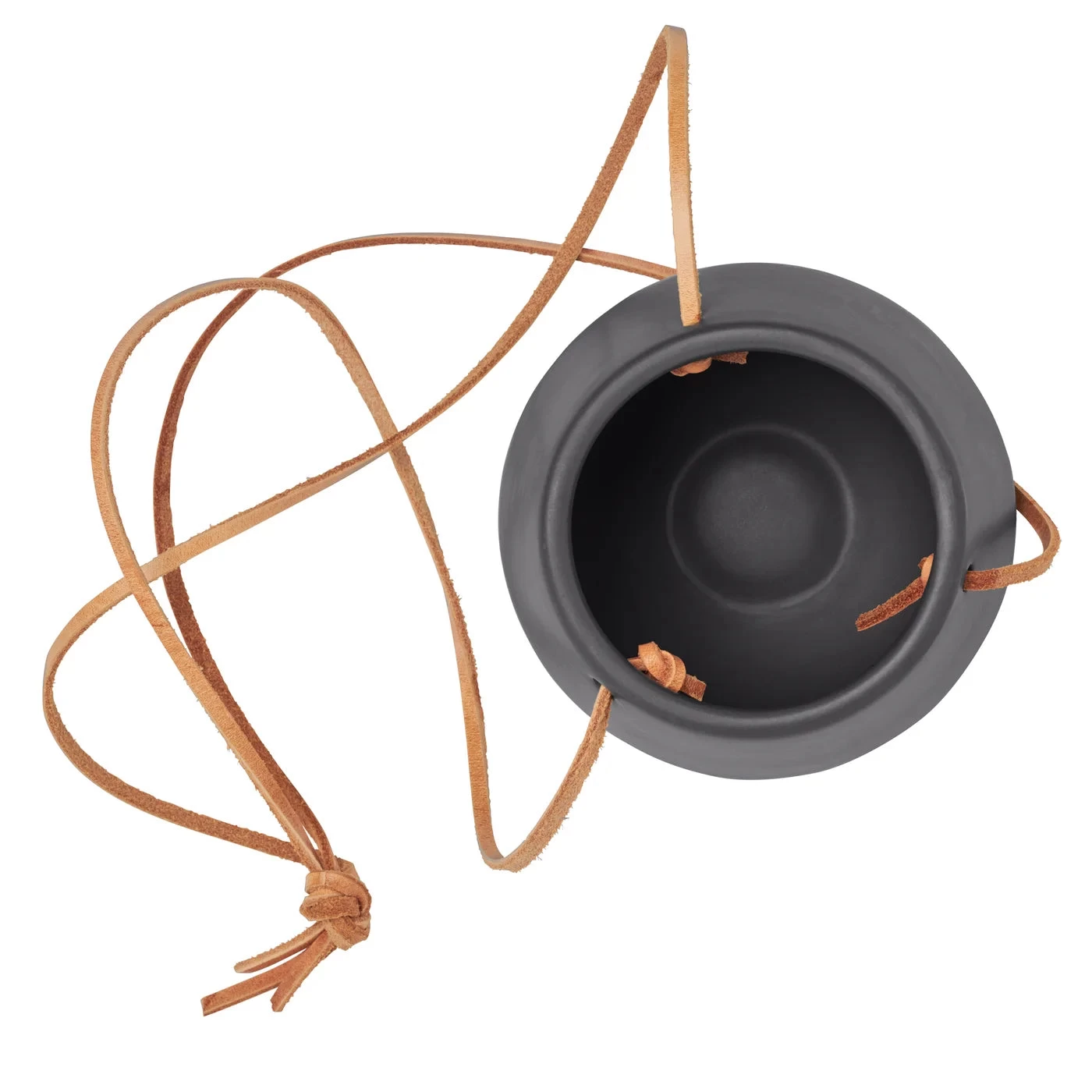 Ashbury Leather Hanging 5" Diameter Grey Ceramic Drop Pot Planter 5 Ashbury Leather Hanging 5" Diameter Grey Ceramic Drop Pot Planter - Image 3