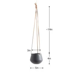 Ashbury Leather Hanging 5" Diameter Grey Ceramic Drop Pot Planter 11 Ashbury Leather Hanging 5" Diameter Grey Ceramic Drop Pot Planter -Chic Furniture Shop 24959 z 4 lg