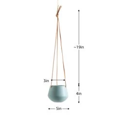Ashbury Leather Hanging 5" Diameter Teal Ceramic Drop Pot Planter -Chic Furniture Shop 24961 z 4 lg aa7fe252 faaf 4b6c 8ece 72c385d75133