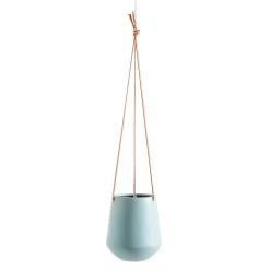 Ashbury Leather Hanging 5.75" Teal Ceramic Drop Pot Planter -Chic Furniture Shop 24962 z 1 lg