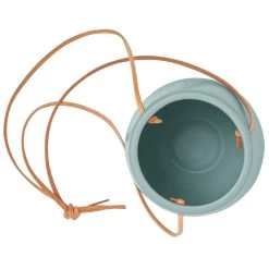 Ashbury Leather Hanging 5.75" Teal Ceramic Drop Pot Planter -Chic Furniture Shop 24962 z 3 lg