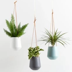 Ashbury Leather Hanging 5.75" Teal Ceramic Drop Pot Planter -Chic Furniture Shop 24962 z 5 lg