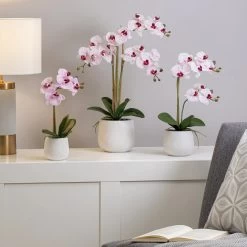 Phalaenopsis Potted 23" Faux Triple Stem Orchid - Pink -Chic Furniture Shop 25018 z 4 lg