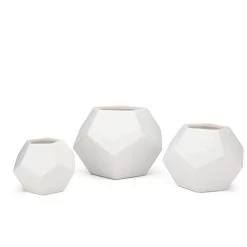 Orion Ceramic Hexagon 5h" Vase - White -Chic Furniture Shop 25152 z 3 lg