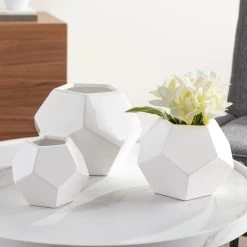 Orion Ceramic Hexagon 5h" Vase - White -Chic Furniture Shop 25152 z 5 lg