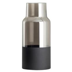 Onyx Base Smoke Glass 13.5h" Cylinder Vase -Chic Furniture Shop 25169 z 1 lg