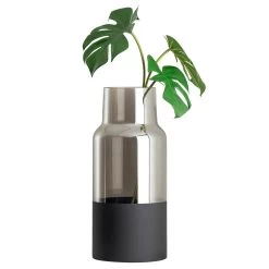 Onyx Base Smoke Glass 13.5h" Cylinder Vase -Chic Furniture Shop 25169 z 2 lg