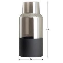 Onyx Base Smoke Glass 13.5h" Cylinder Vase -Chic Furniture Shop 25169 z 4 lg