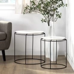 Circa Lacquered Top 2 Piece Side Table Set -Chic Furniture Shop 25285 z lg