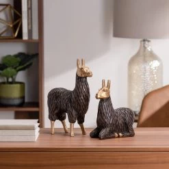 Gold Tipped Resin 8.25h" Sitting Llama -Chic Furniture Shop 25464 z 5 lg