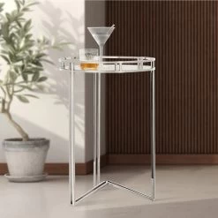 Lux 24h" Stainless Steel Mirror Top Side Table -Chic Furniture Shop 25611 z lg