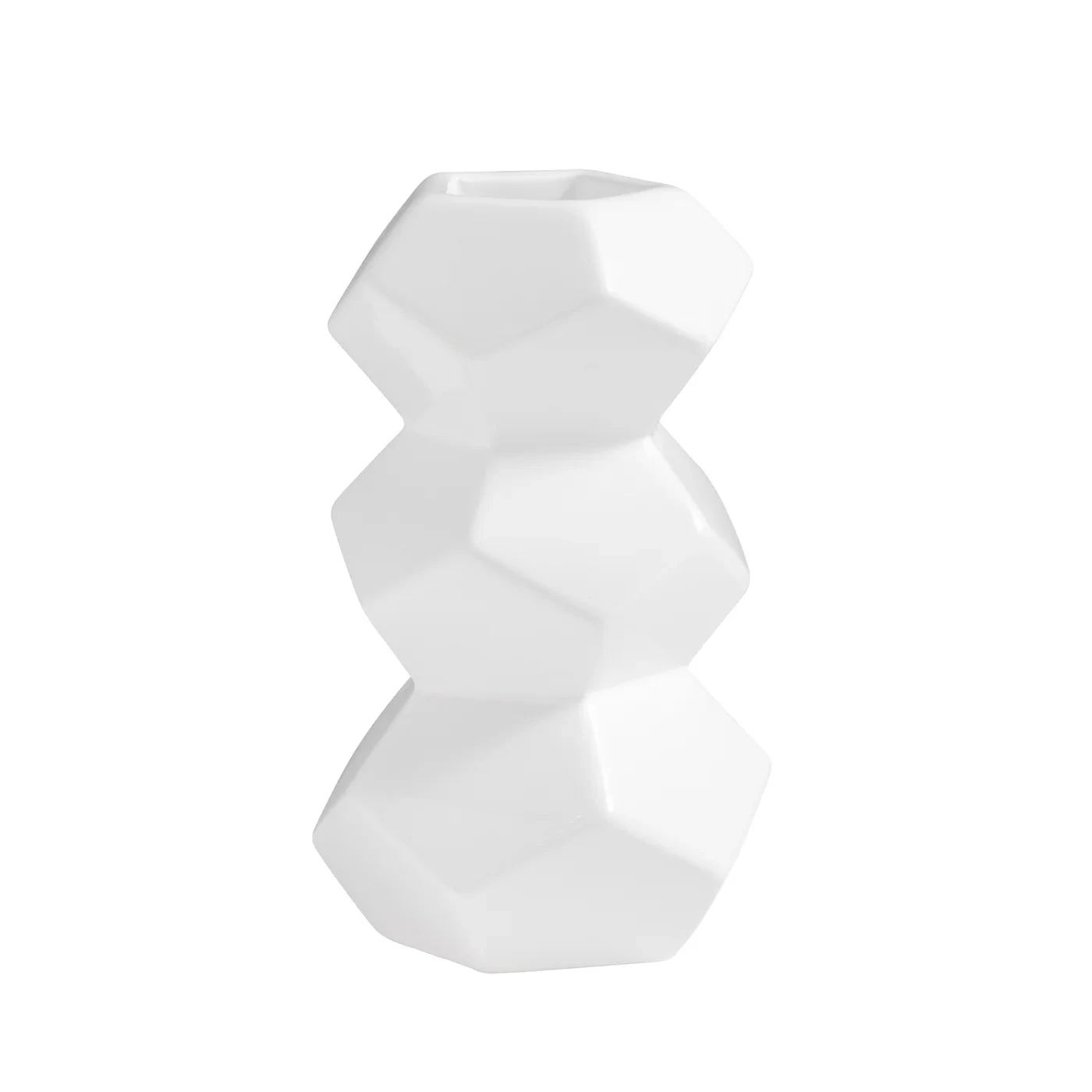 Orion 8h" Stacked Ceramic Vase - White 6 Orion 8h" Stacked Ceramic Vase - White - Image 4