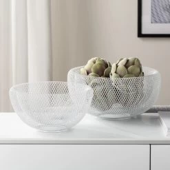Mesh Double Wall 11" Diameter White Bowl -Chic Furniture Shop 25642 z 4 lg