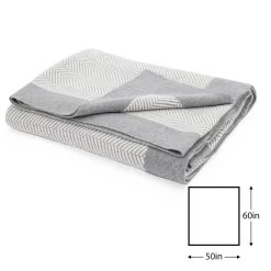 Herringbone Jacquard Knit 50 X 60" Cotton Throw - Grey 7 Herringbone Jacquard Knit 50 X 60" Cotton Throw - Grey -Chic Furniture Shop 25683 z 2 lg