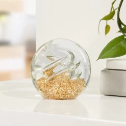 Glitter Glass Ball 3" Paperweight Decor - Swirl