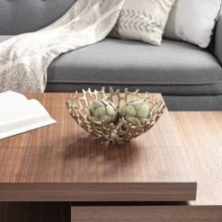 Cipher 12" Diameter Aluminum Decorative Bowl - Gold 10 Cipher 12" Diameter Aluminum Decorative Bowl - Gold -Chic Furniture Shop 25920 z 5 lg