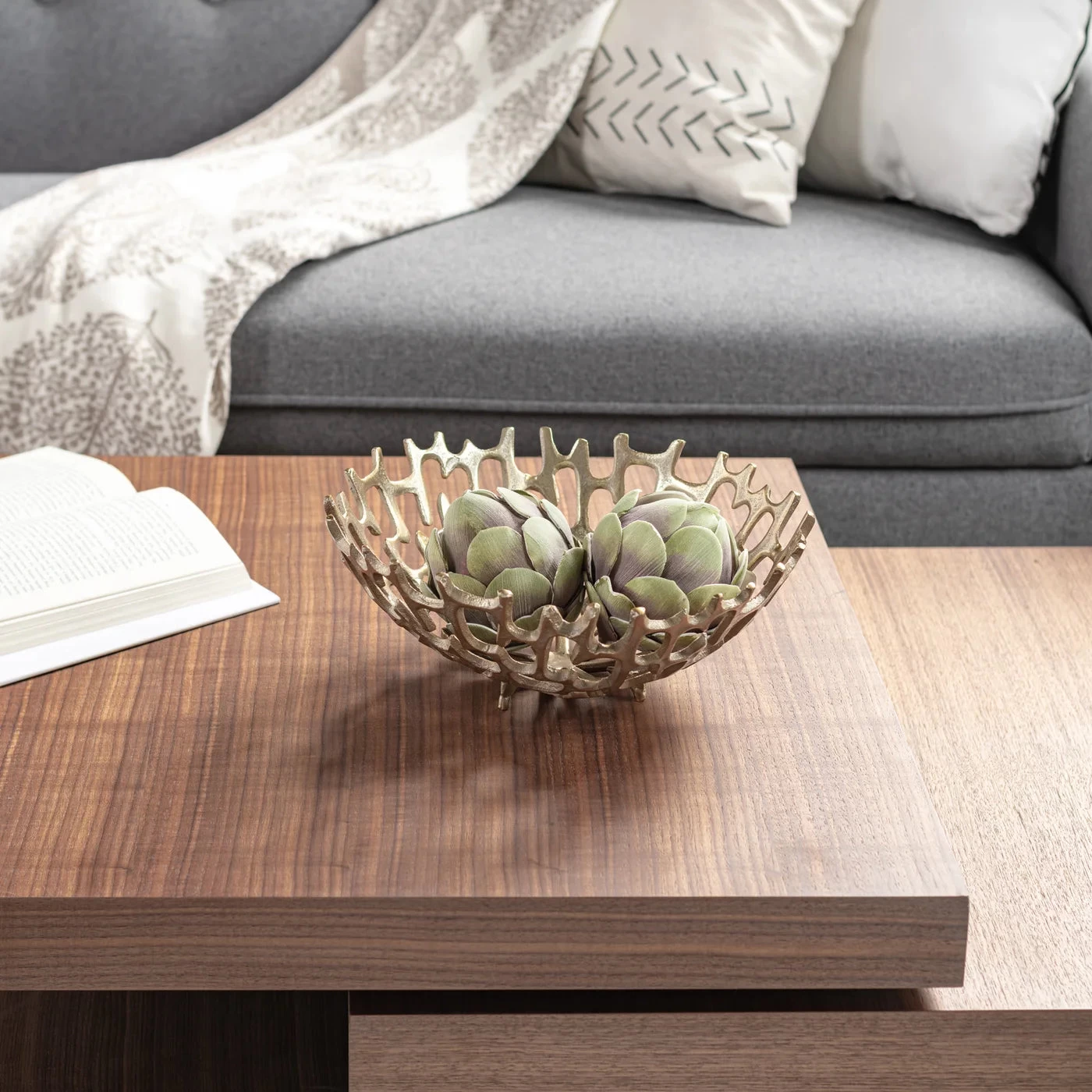 Cipher 12" Diameter Aluminum Decorative Bowl - Gold 6 Cipher 12" Diameter Aluminum Decorative Bowl - Gold - Image 4