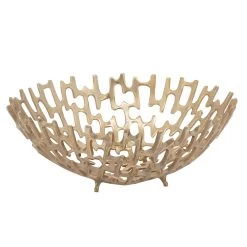 Cipher 15.5" Diameter Aluminum Decorative Bowl - Gold