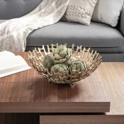 Cipher 15.5" Diameter Aluminum Decorative Bowl - Gold 9 Cipher 15.5" Diameter Aluminum Decorative Bowl - Gold -Chic Furniture Shop 25921 z 5 lg