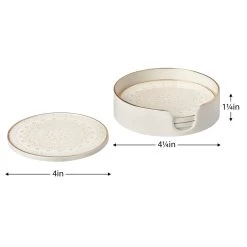 Savoy Gold Trim 4 Piece Round Coaster Set - Florence 10 Savoy Gold Trim 4 Piece Round Coaster Set - Florence -Chic Furniture Shop 26137 z 3 lg
