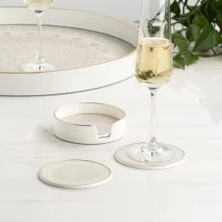 Savoy Gold Trim 4 Piece Round Coaster Set - Florence 9 Savoy Gold Trim 4 Piece Round Coaster Set - Florence -Chic Furniture Shop 26137 z 5 lg