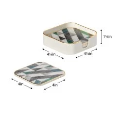 Savoy Gold Trim 4 Piece Square Coaster Set - Geometric Marble 9 Savoy Gold Trim 4 Piece Square Coaster Set - Geometric Marble -Chic Furniture Shop 26138 z 3 lg