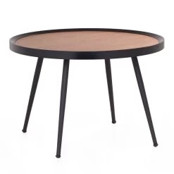 Georgia Walnut Veneer Black Trim Pin Leg 24d X 16h" Accent Table